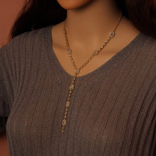 Load image into Gallery viewer, Square CZ Link Chain Long Y Shape Lariat Style Necklace, Sku#A152