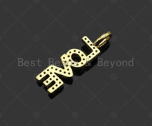 Load image into Gallery viewer, CZ Micro Pave Dream Happy LOve Words Shape Pendant,Cubic Zirconia Gold Charm,Necklace Bracelet Charm Pendant,43x3mm/29x3mm/23x2mm,Sku#Z1308