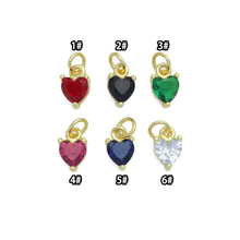 Load image into Gallery viewer, Red black clear green blue crystal Heart Charm Pendant, Sku#LD707