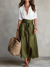 Load image into Gallery viewer, Button-Down Shirt &amp; Straight Skirt Two-Piece Set