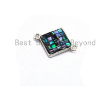 Load image into Gallery viewer, 100% Natural Abalone Shell  Connector Diamond Shape with Gold/Silver Plated Edging, Abalone Shell Charm 14x18mm,SKU#Z288