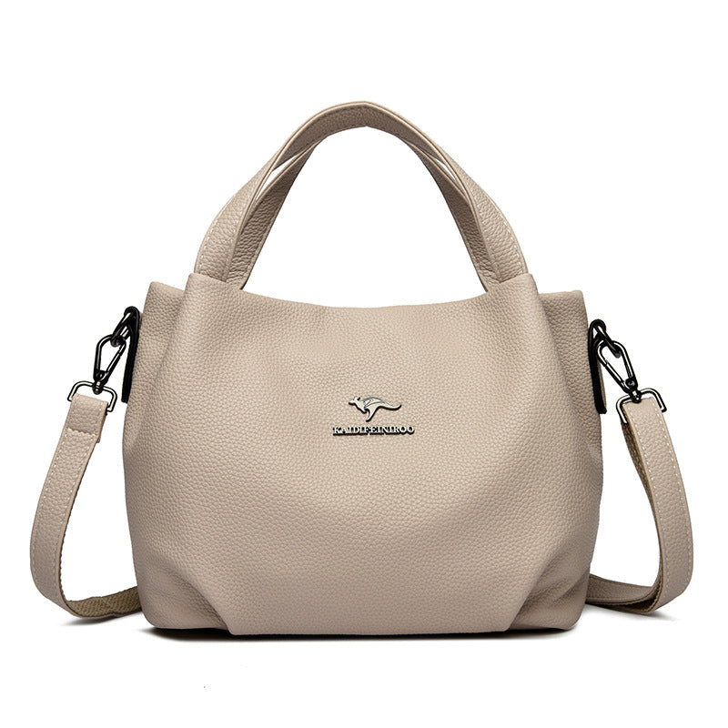 Women's High-Capacity Lychee Texture Tote Bag – Composite Cowhide Shoulder Bag