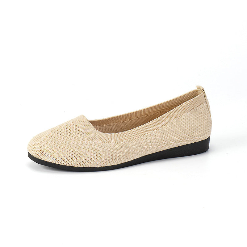 Women's Round Toe Flats | Breathable Knit Mesh Slip-On Shoes | Lightweight Comfort Flats
