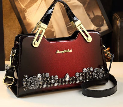 Studded Leather Tote Bag for Women – Diamond Encrusted Pillow Shape Shoulder Bag