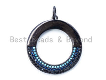 Load image into Gallery viewer, Half CZ Micro Pave Turquoise Black Donut Ring Pendant, CZ Pave Pendant, 25mm, sku#L25