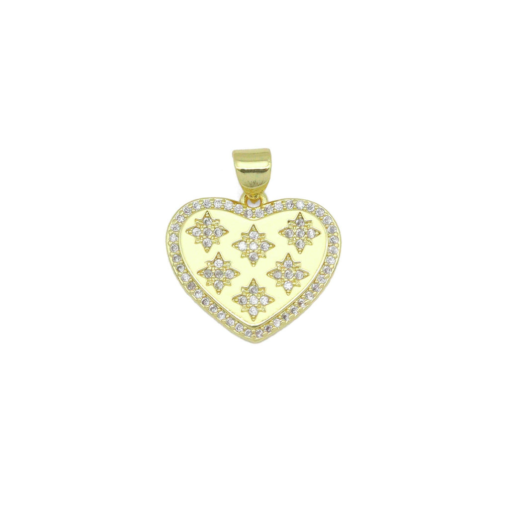 Star CZ On Heart Charm Pendant, Sku#LX774