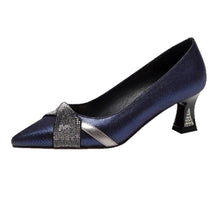Load image into Gallery viewer, Women's Pointed-Toe Chunky Heel Dress Shoes | Slip-On Block Heel Pumps