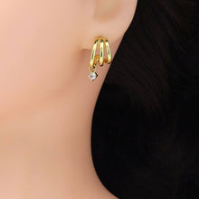 Load image into Gallery viewer, Clear CZ Triple Lines with Dangle CZ Earrings, Sku#A252