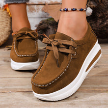 Load image into Gallery viewer, Women's Platform Loafers - Lace-Up Wedge Heel Casual Shoes