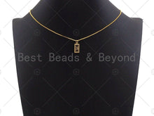 Load image into Gallery viewer, Shiny Gold Rectangle Dog Tag Charms, Dainty Charms, Star/Moon/Cross/Hamsa/Heart/Lock Pendant, Gold rectangle Charm,  7x15mm, Sku#LK115