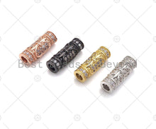 Load image into Gallery viewer, CZ Micro Pave Large Hole Tube Spacer Beads Charms, Drum Barrel Beads, Clear CZ,7x18mm, Sku#C113