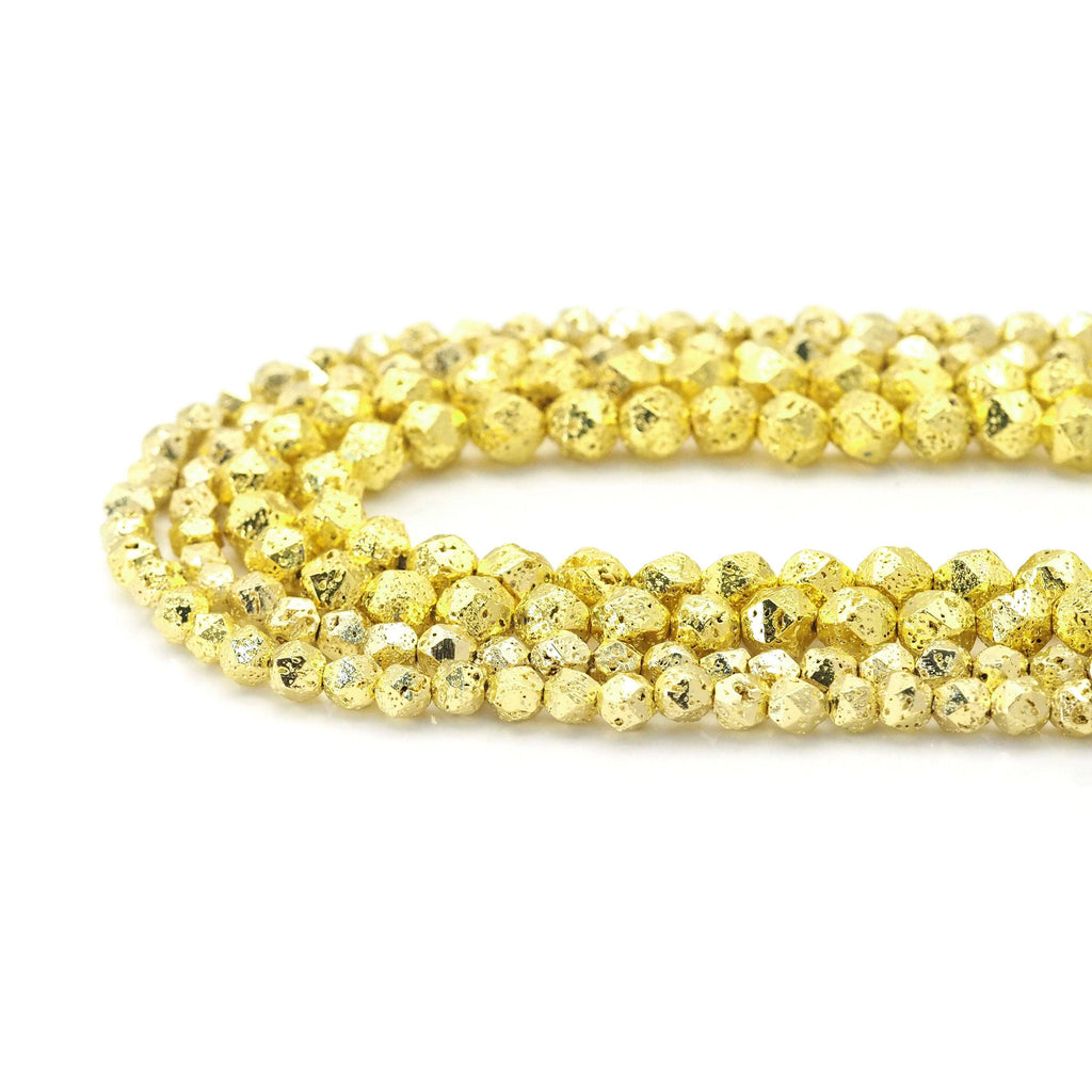 Gold Plated Lava in Diamond Cut Beads, Sku#S159