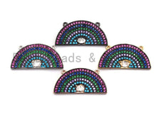 Load image into Gallery viewer, Colorful CZ Micro Pave Rainbow Shape Pendant ,13x27mm,Cubic Zirconia Rainbow Charm,sku#F863