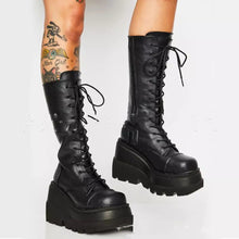 Load image into Gallery viewer, Women's Platform Boots | Genuine Leather Lace-Up Zipper Mid-Calf Winter Boots
