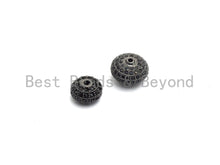 Load image into Gallery viewer, Black CZ Pave On Black Micro Pave Roundel Spacer Beads with Black Crystal for Bracelet, Spacer Beads,8x12/6x10mm, sku#G415
