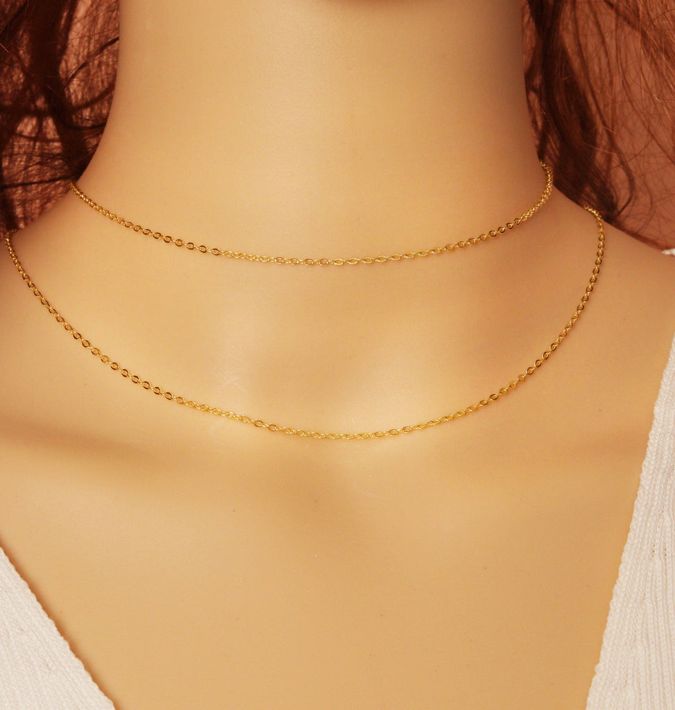 Dainty Oval Rolo link Gold unfinished chain by yard,sku# LX164