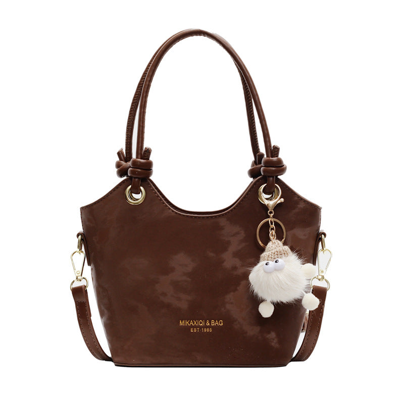 Korean Chic Tote Bag for Women - Versatile Crossbody Bucket Bag with Patchwork Design