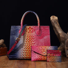 Load image into Gallery viewer, Women's Crocodile-Grain Crossbody Tote Bag Set - 3-Piece Premium PU Leather Handbag Collection