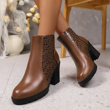 Load image into Gallery viewer, Women's Chunky Heel Back Zipper Ankle Boots | Round Toe Block Heel Shoes