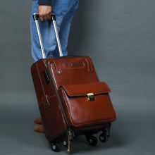 Load image into Gallery viewer, Leather Carry-On Trolly Bag
