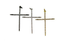 Load image into Gallery viewer, CZ Micro Pave Thin Cross Pendant, Cubic Zirconia Cross Charm, 45x30mm, sku#F388C