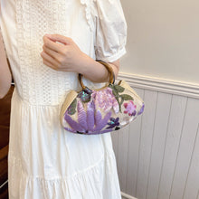 Load image into Gallery viewer, Bamboo Handle Tote Bag for Women - Shell Shape Shoulder Bag with Polyester Lining
