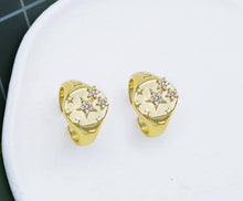 Load image into Gallery viewer, CZ Five Point Star Signet Ring, Sku#X341C