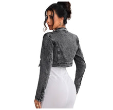 Load image into Gallery viewer, Womens Retro Short Casual Denim Jacket With Zipper
