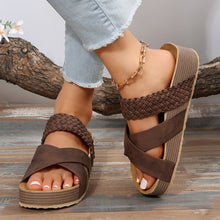 Load image into Gallery viewer, Women's Woven Platform Sandals | Flat Open-Toe PU Summer Beach Shoes
