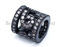Load image into Gallery viewer, CZ Micro Pave Big Hole Cylinder Spacer Beads, Large Hole Pave beads, Cubic Zirconia Tube Spacer Beads, 10mm, sku#C17
