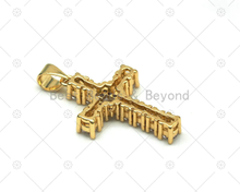 Load image into Gallery viewer, CZ Micro Pave Cross Shape Pendant, 18K Gold Filled Big CZ Cross Charm, Necklace Bracelet Charm Pendant, Sku#LK550