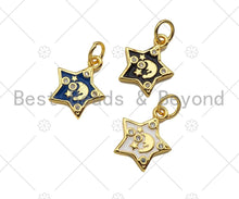 Load image into Gallery viewer, Gold Filled Colorful Enamel Five Star Shape Pendant,CZ Micro Pave 18K Gold Filled Moon Enamel Pendant,Enamel Jewelry,mm,Sku#LK344