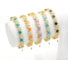 Load image into Gallery viewer, CZ Enamel Star Adjustable Bracelet, Sku#X362