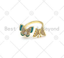 Load image into Gallery viewer, CZ Enamel Butterfly Shape Adjustable Ring, Sku#X272