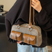 Load image into Gallery viewer, Retro Color-Block Boston Handbag | Chic PU Leather Crossbody Bag for Women | Sarah Express