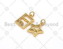 Load image into Gallery viewer, CZ Micro Pave MAMA On Rectangle/Five Star Shape Charm,18K Gold Filled Charm,Mother's Day Necklace Bracelet Charm,12x17mm/14x16mm,Sku#L584
