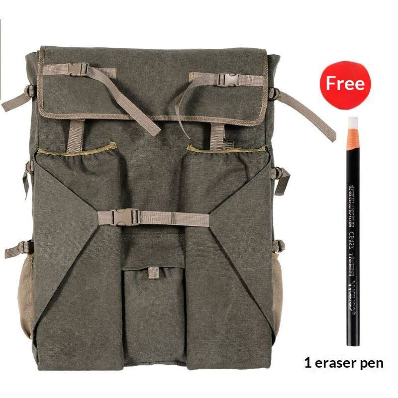 Large Canvas Art Drawing Backpack – Oxford Cloth Artist Bag | Extra Thick, 4K Black