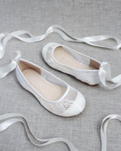 Load image into Gallery viewer, White New Lace Ballerina Flats with Ballerina Lace Up
