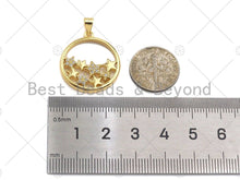 Load image into Gallery viewer, 18k Gold Multi Star On Round Ring Charms, Gold Ring Charms, Star Pendant, Gold Pendant, Round Necklace Charms, 22x24mm, Sku#LK145