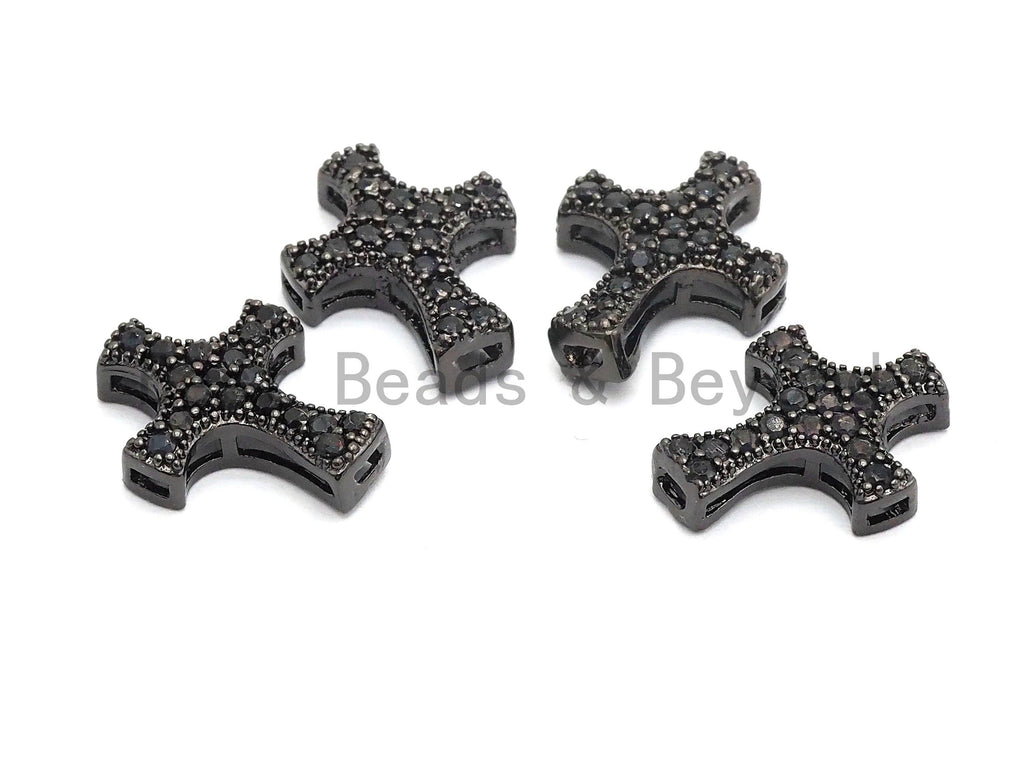 Black CZ Pave On Black Micro Pave Cross Spacer, sku#C100