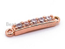 Load image into Gallery viewer, CZ Clear Micro Pave Small Bar Shaped Connector for Bracelet/Necklace, Cubic Zirconia Link Connector, 3x16mm, 1pc/2pcs, sku#A64