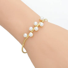 Load image into Gallery viewer, White Pearl Gold Adjustable Bracelet, Sku#B358