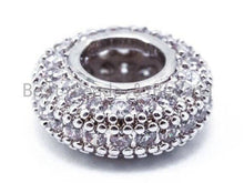 Load image into Gallery viewer, CZ Donut Shaped Micro Pave Large Big Hole Beads, Cubic Zirconia Space Beads,Slider Beads, 12x5mm, #G126