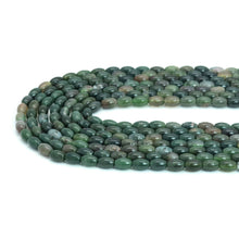 Load image into Gallery viewer, 6x9mm Genuine Moss Agate Smooth Drum Shape Beads, Sku#U2007