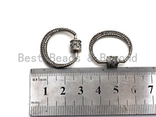 Load image into Gallery viewer, Fully Clear CZ Micro pave Crescent D Shape Clasp, CZ Pave D Clasp, Antique Silver Carabiner Clasp, 24x25mm, sku#H182