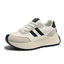 Load image into Gallery viewer, Women's Height-Boosting Lace-Up Sneakers – Synthetic PU Upper, Mesh Lining, Round Toe