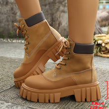 Load image into Gallery viewer, Women's Chunky Heel Vintage Ankle Boots – Plus Size Lace-Up Block Heel Booties