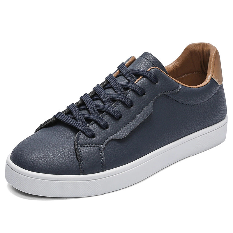 Men's Low-Top Patchwork Sneakers - Casual Lace-Up Athletic Shoes with Flat Heel