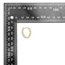 Load image into Gallery viewer, Gold Silver Baguette CZ oval shape Geometry Huggie Earrings, Sku#A239