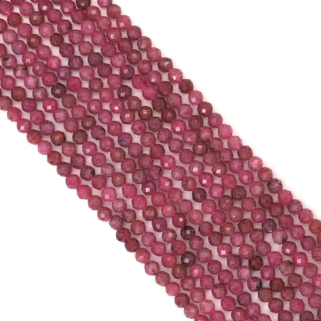 Genuine Rhodochrosite Round Faceted Small Beads, Sku#U1733